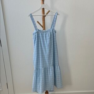 Moon River Light Blue Checkered Top